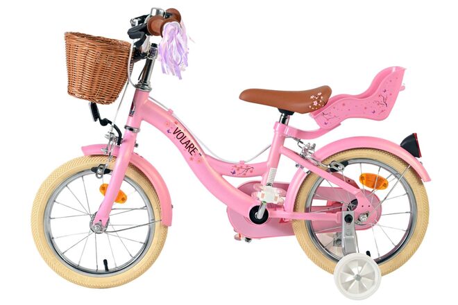 Volare Blossom Børnecykel - Pigecykel - 14 tommer - Pink - To håndbremser