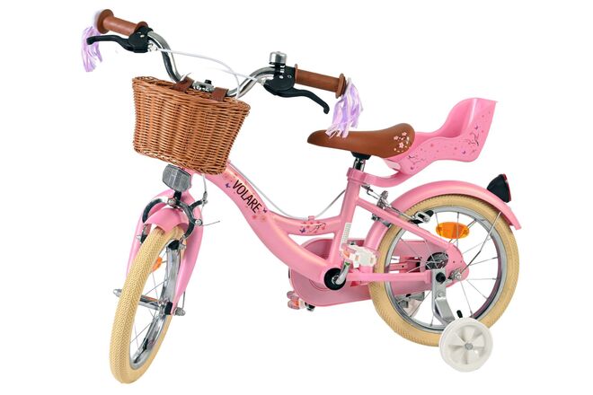Volare Blossom Børnecykel - Pigecykel - 14 tommer - Pink - To håndbremser