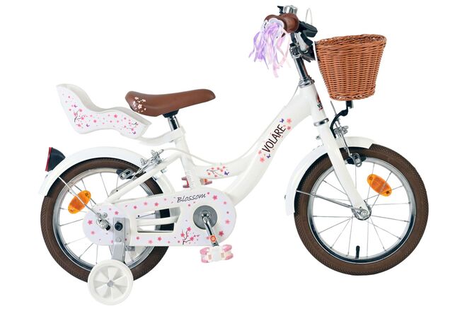 Volare Blossom Børnecykel - Pigecykel - 14 tommer - Hvid - To håndbremser