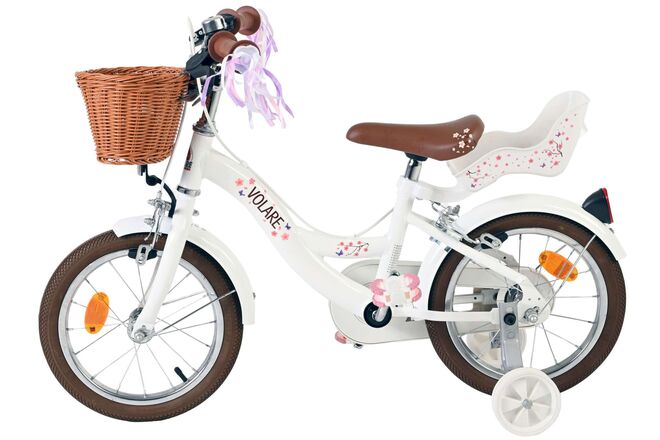 Volare Blossom Børnecykel - Pigecykel - 14 tommer - Hvid - To håndbremser