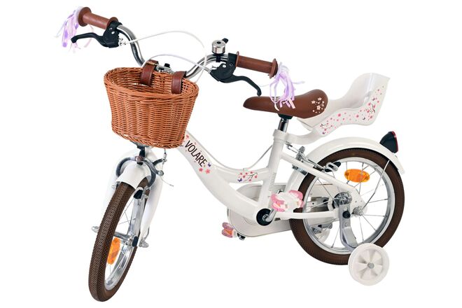 Volare Blossom Børnecykel - Pigecykel - 14 tommer - Hvid - To håndbremser