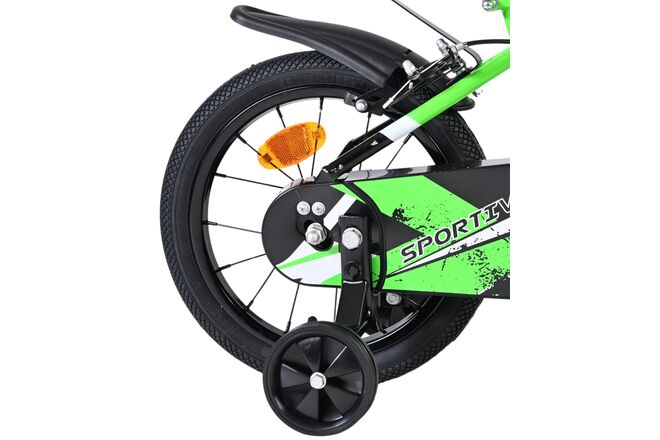 Volare Sportivo Kinderfiets - Jongens - 14 inch - Groen Zwart - Twee Handremmen