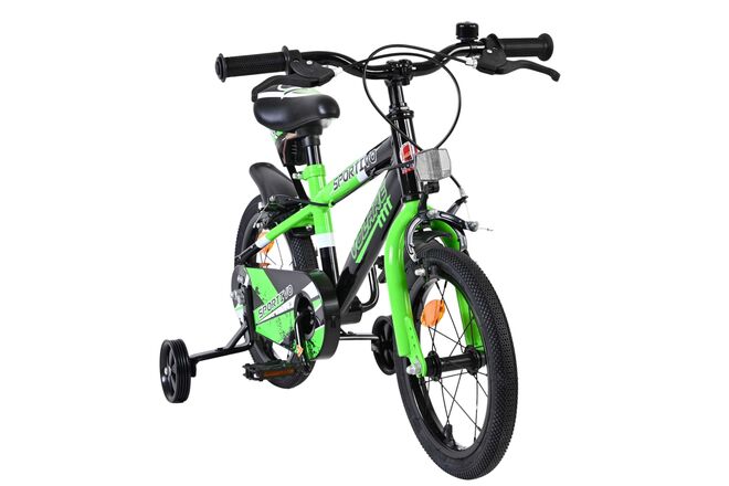 Volare Sportivo Kinderfiets - Jongens - 14 inch - Groen Zwart - Twee Handremmen