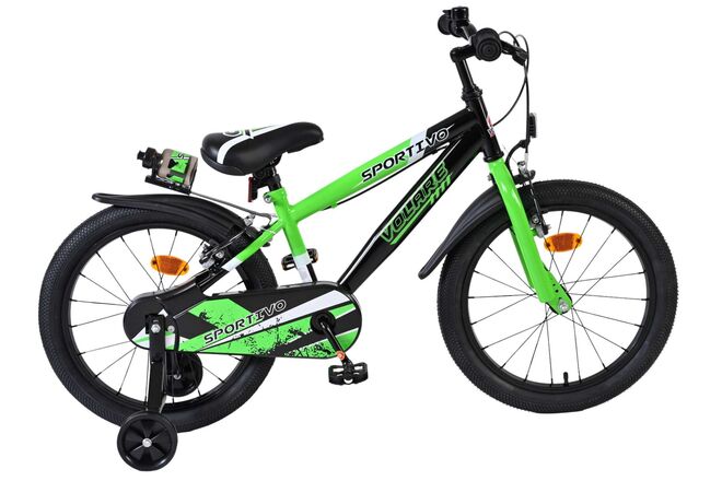 Volare Sportivo Børnecykel - Drenge - 18 tommer - Grøn Sort - To håndbremser