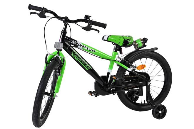 Volare Sportivo Børnecykel - Drenge - 18 tommer - Grøn Sort - To håndbremser