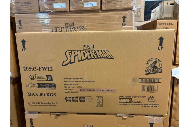 Spider-Man Kinderfahrrad - Jungen - 12 Zoll - Blau/Rot - Zwei Handbremsen