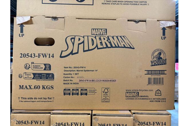 Spider-Man Børnecykel - Drenge - 14 tommer - Blå/Rød - To håndbremser