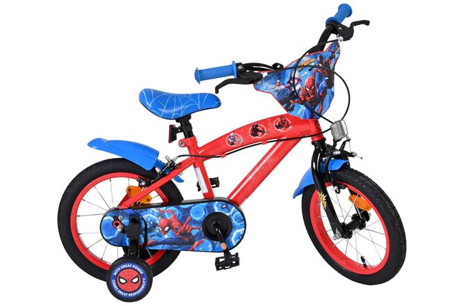 Spider-Man Kinderfiets - Jongens - 14 inch - Blauw/Rood - Twee handremmen