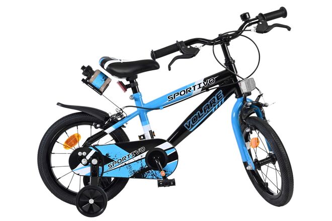Volare Sportivo Kinderfiets - Jongens - 14 inch - Blauw Zwart - Twee Handremmen