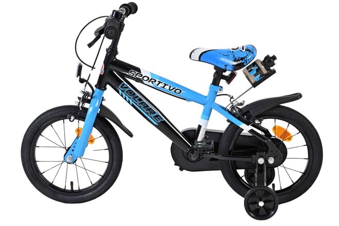 Volare Sportivo Kinderfiets - Jongens - 14 inch - Blauw Zwart - Twee Handremmen