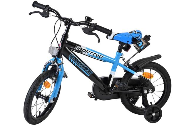 Volare Sportivo Kinderfiets - Jongens - 14 inch - Blauw Zwart - Twee Handremmen