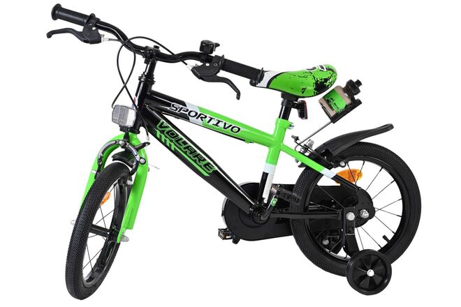 Volare Sportivo Kinderfiets - Jongens - 14 inch - Groen Zwart - Twee Handremmen