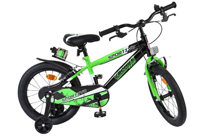 Volare Sportivo Kinderfiets - Jongens - 16 inch - Groen Zwart - Twee Handremmen