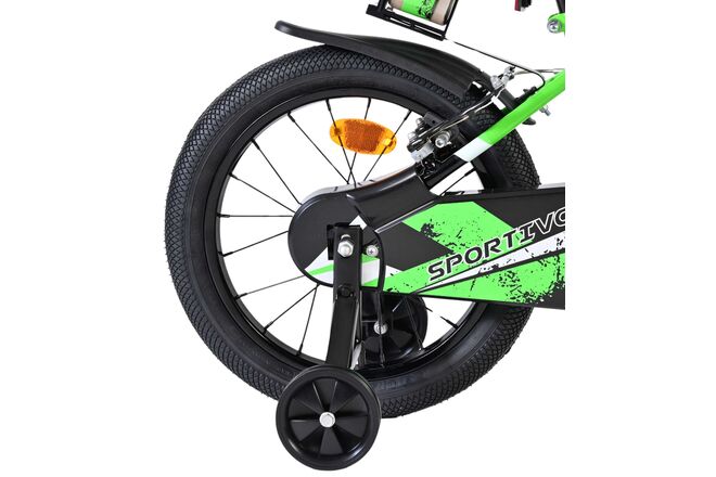 Volare Sportivo Kinderfiets - Jongens - 16 inch - Groen Zwart - Twee Handremmen