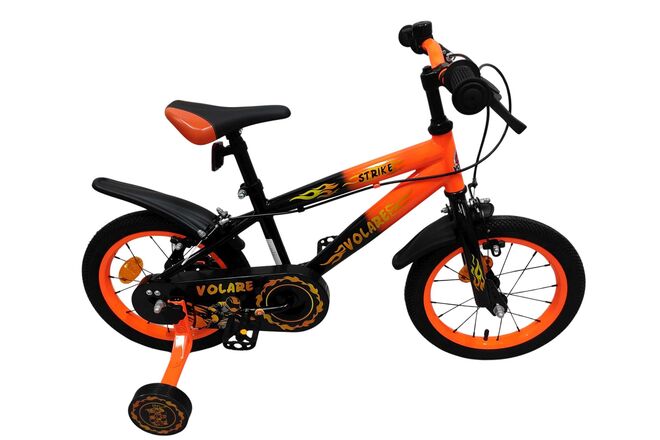 Volare Strike Kinderfiets - Jongens - 14 inch - Zwart Oranje - Twee handremmen