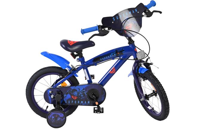 Superman Children's Bicycle - Boys - 14 inch - Blue - Two hand brakes
