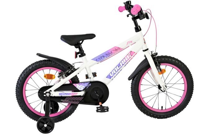 Volare Lily Kinderfiets – Meisjes – 16 inch – Wit Roze Paars – Twee Handremmen