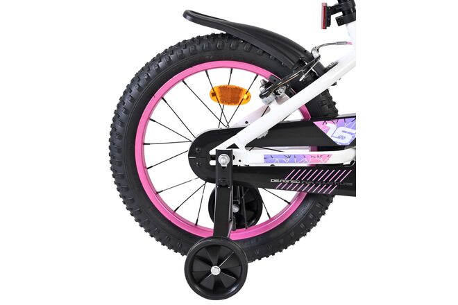 Volare Lily Kinderfiets - Meisjes - 16 inch - Wit Roze Paars - Twee Handremmen
