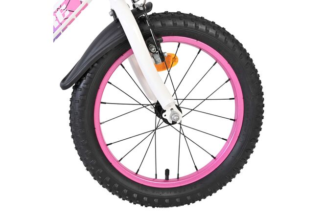Volare Lily Kinderfiets - Meisjes - 16 inch - Wit Roze Paars - Twee Handremmen