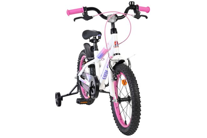 Volare Lily Kinderfiets - Meisjes - 16 inch - Wit Roze Paars - Twee Handremmen