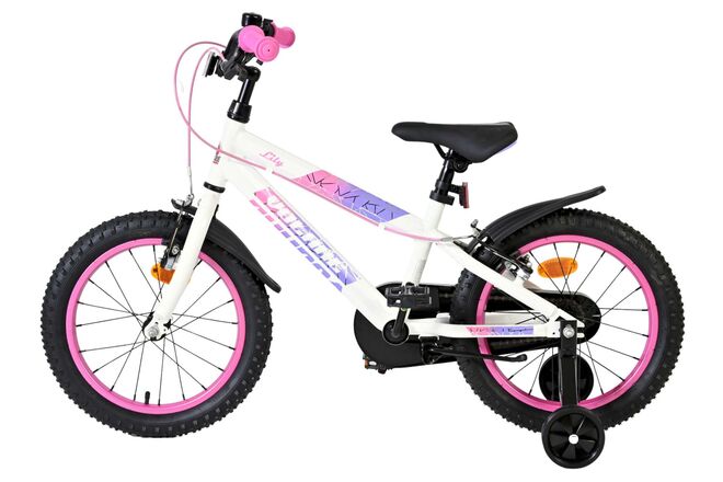 Volare Lily Kinderfiets - Meisjes - 16 inch - Wit Roze Paars - Twee Handremmen