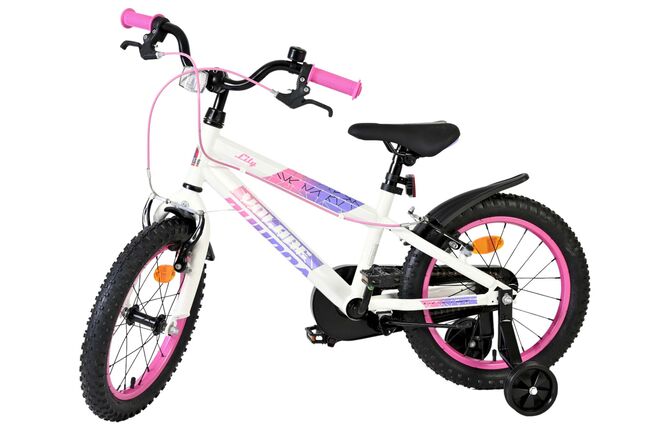 Volare Lily Kinderfiets - Meisjes - 16 inch - Wit Roze Paars - Twee Handremmen