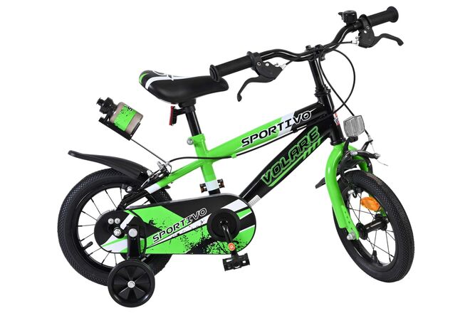Volare Sportivo Kinderfiets - Jongens - 12 inch - Groen Zwart - Twee Handremmen
