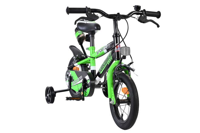 Volare Sportivo Kinderfiets - Jongens - 12 inch - Groen Zwart - Twee Handremmen