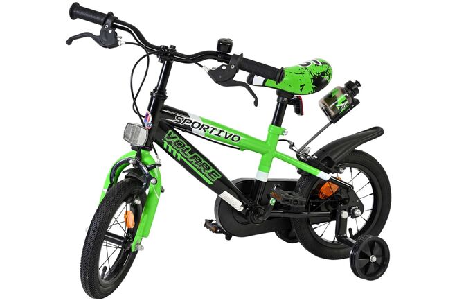 Volare Sportivo Kinderfiets - Jongens - 12 inch - Groen Zwart - Twee Handremmen