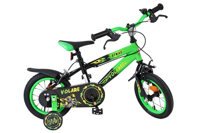Volare Strike Kinderfiets - Jongens - 12 inch - Zwart Groen - Twee Handremmen