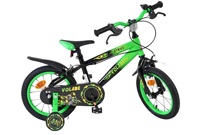 Volare Strike Kinderfiets - Jongens - 14 inch - Zwart Groen - Twee handremmen