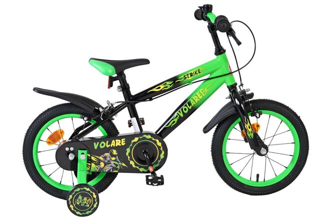 Volare Strike Kinderfiets – Jongens – 14 inch – Zwart Groen – Twee handremmen