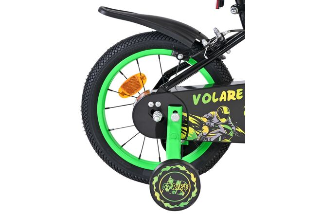 Volare Strike Kinderfiets - Jongens - 14 inch - Zwart Groen - Twee handremmen