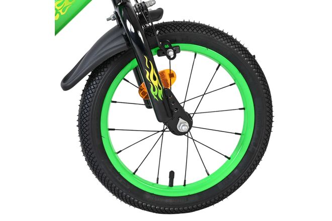 Volare Strike Kinderfiets - Jongens - 14 inch - Zwart Groen - Twee handremmen