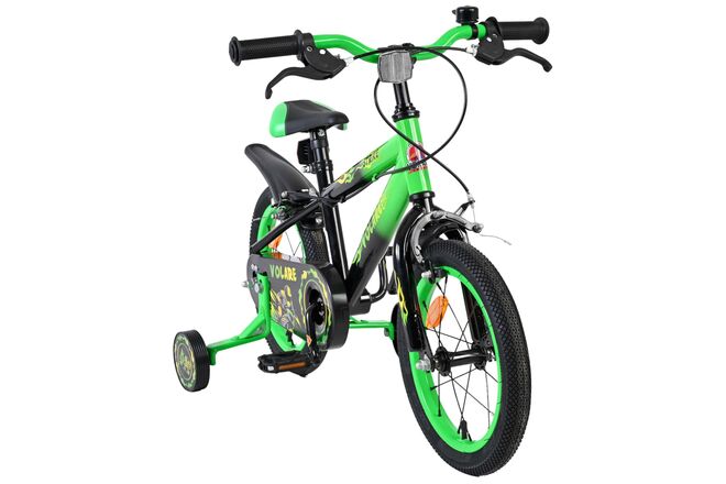 Volare Strike Kinderfiets - Jongens - 14 inch - Zwart Groen - Twee handremmen