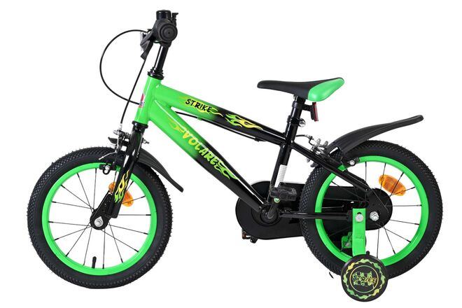 Volare Strike Kinderfiets - Jongens - 14 inch - Zwart Groen - Twee handremmen