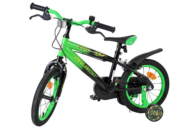 Volare Strike Kinderfiets - Jongens - 14 inch - Zwart Groen - Twee handremmen