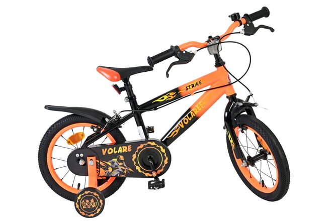 Volare Strike Kinderfiets - Jongens - 14 inch - Zwart Oranje - Twee handremmen