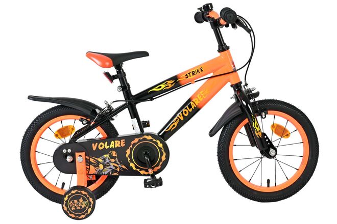 Volare Strike Kinderfiets – Jongens – 14 inch – Zwart Oranje – Twee handremmen