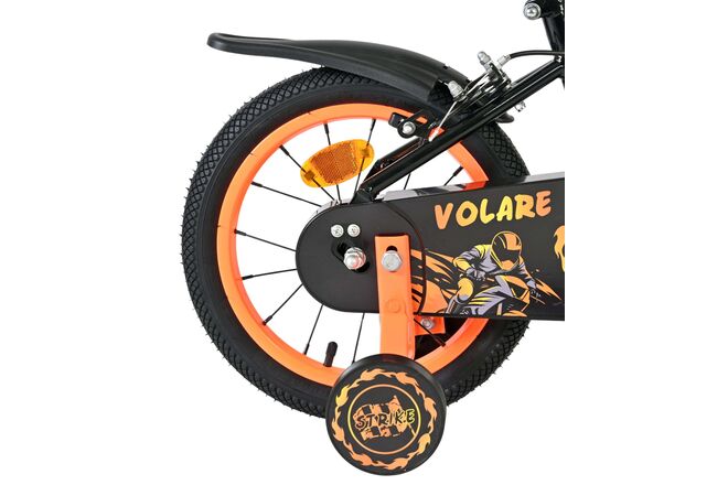 Volare Strike Kinderfiets - Jongens - 14 inch - Zwart Oranje - Twee handremmen