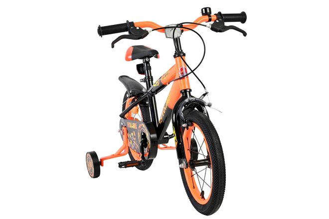 Volare Strike Kinderfiets - Jongens - 14 inch - Zwart Oranje - Twee handremmen