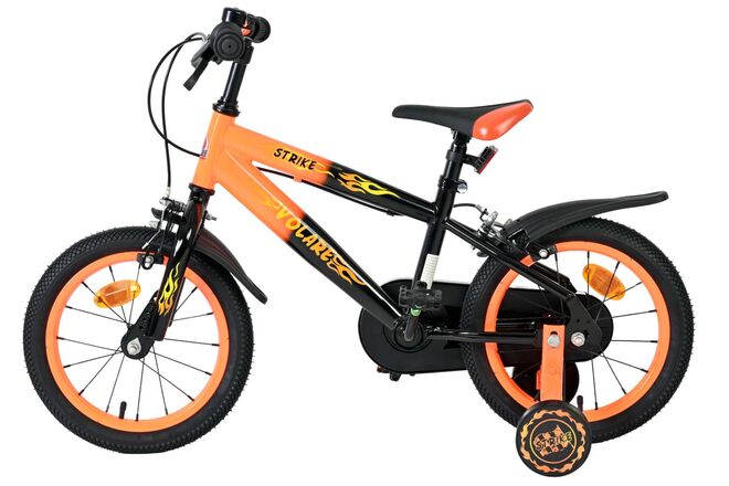 Volare Strike Kinderfiets - Jongens - 14 inch - Zwart Oranje - Twee handremmen
