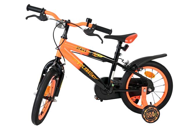 Volare Strike Kinderfiets - Jongens - 14 inch - Zwart Oranje - Twee handremmen