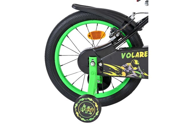 Volare Strike Kinderfiets - Jongens - 16 inch - Zwart Groen - Twee Handremmen
