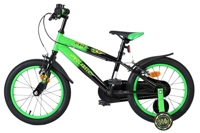 Volare Strike Kinderfiets - Jongens - 16 inch - Zwart Groen - Twee Handremmen