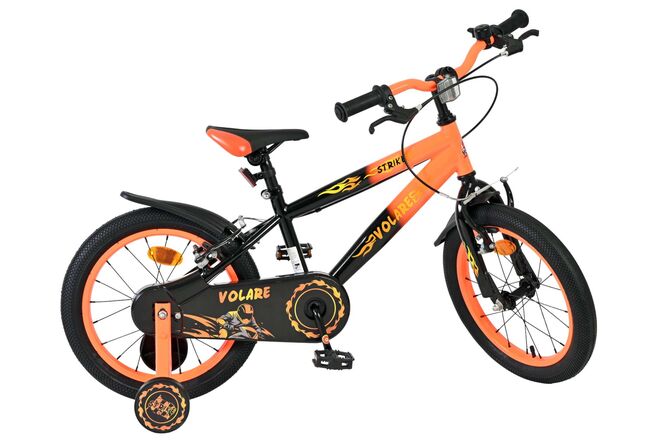 Volare Strike Kinderfiets - Jongens - 16 inch - Zwart Oranje - Twee Handremmen