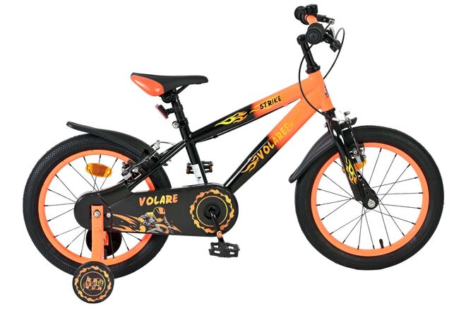 Volare Strike Kinderfiets – Jongens – 16 inch – Zwart Oranje – Twee Handremmen