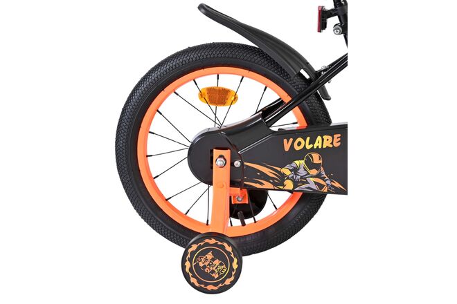 Volare Strike Kinderfiets - Jongens - 16 inch - Zwart Oranje - Twee Handremmen