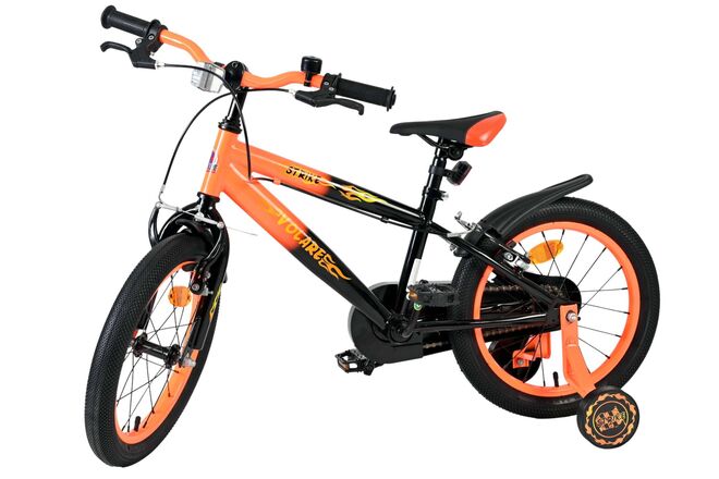 Volare Strike Kinderfiets - Jongens - 16 inch - Zwart Oranje - Twee Handremmen