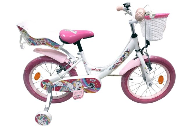 Volare Unicorn Kinderfiets - Meisjes - 16 inch - Wit - Twee Handremmen